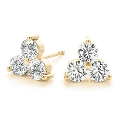 3.50MM Round Cut 3 Stone Prong Setting Stud Earrings For Women
