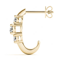 5 MM Round Cut 3 Stone Style Prong Earrings