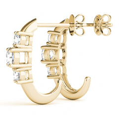 5 MM Round Cut 3 Stone Style Prong Earrings