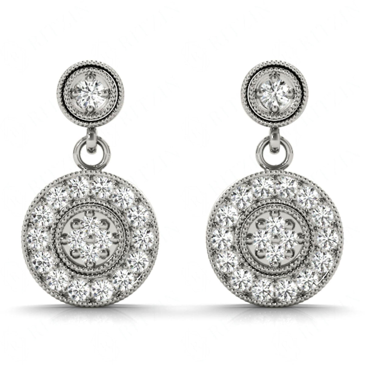 3.00MM Round Cut Pear Shape Cluster Earrings For Women