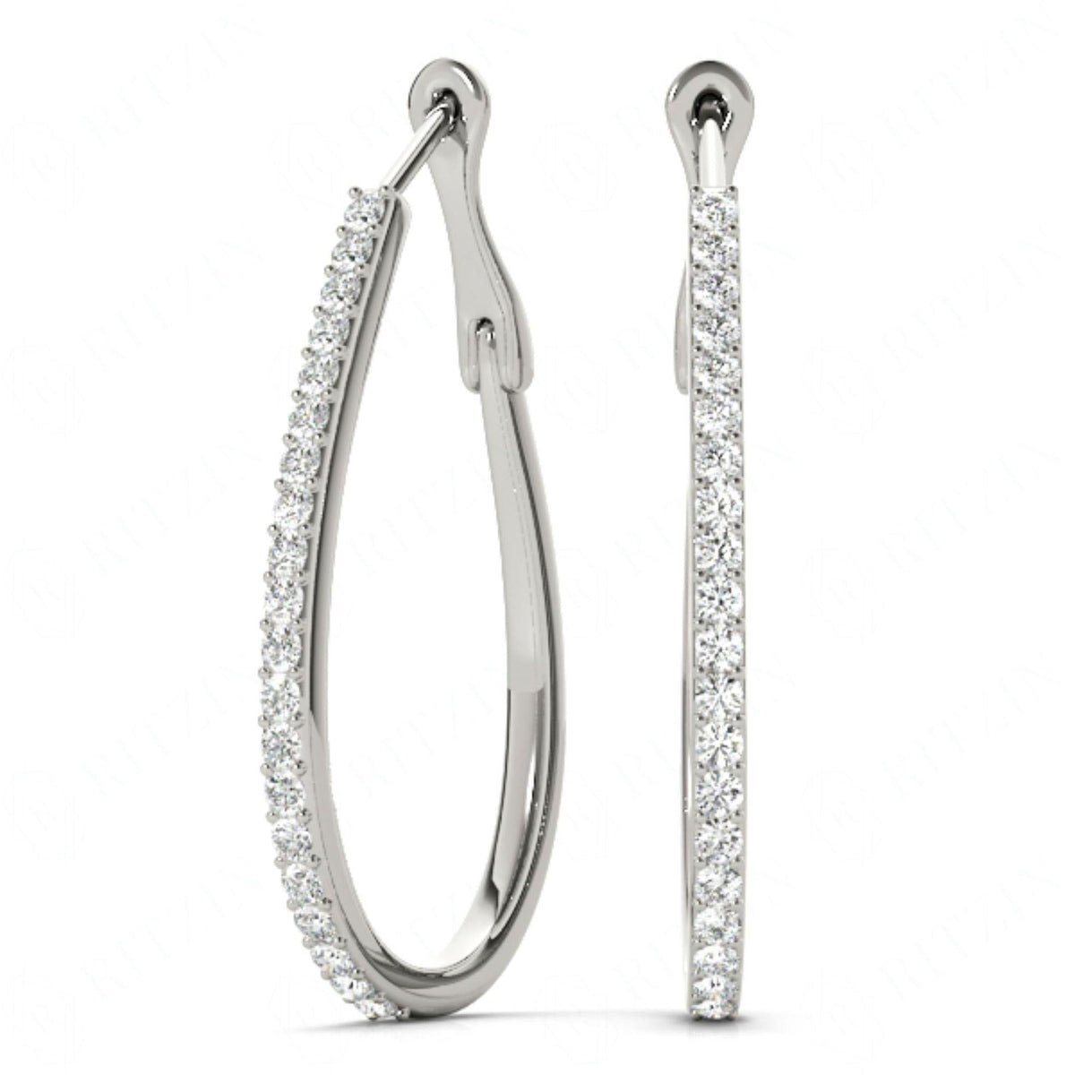 1.8 MM Round Cut Hoop Clip On Earrings