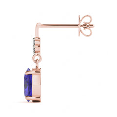 Blue Oval Cut And Round Diamond Drop Dangle Earring For Her/Women