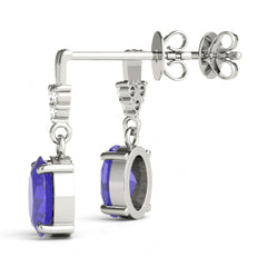 Blue Oval Cut And Round Diamond Drop Dangle Earring For Her/Women