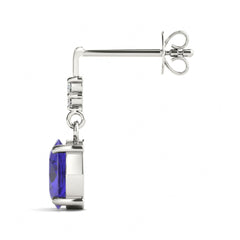 Blue Oval Cut And Round Diamond Drop Dangle Earring For Her/Women