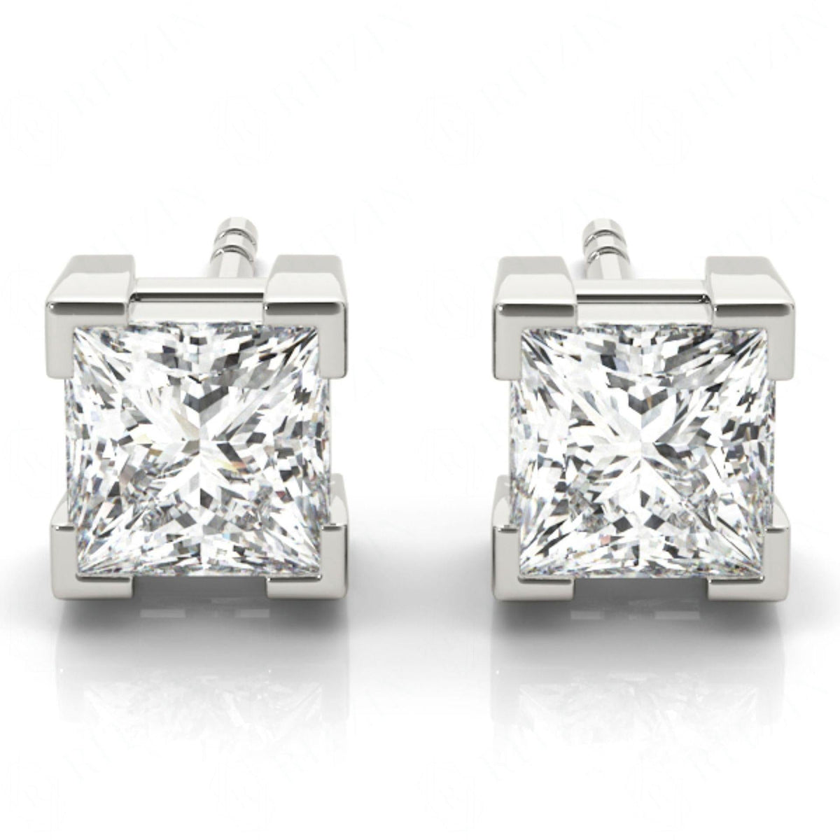 5.50MM Princess Cut Solitaire Style Stud Earrings For_Women_