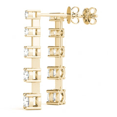 5.00 MM_Round Cut 5 Stone Style Dangle Earrings For_Her/Women