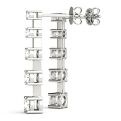 5.00 MM_Round Cut 5 Stone Style Dangle Earrings For_Her/Women