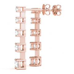 5.00 MM_Round Cut 5 Stone Style Dangle Earrings For_Her/Women