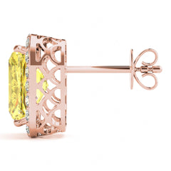 5.00MM Yellow Radiant Cut Halo Style Stud Earrings For Her/Women