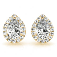 9.00 x 6.00 MM Pear Cut Halo Style Stud Earrings For_Her/Women