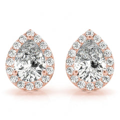 9.00 x 6.00 MM Pear Cut Halo Style Stud Earrings For_Her/Women