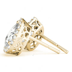 4 MM Main Stone White Round 3 Stone Earring