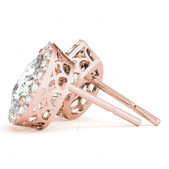 9.00 x 6.00 MM Pear Cut Halo Style Stud Earrings For_Her/Women