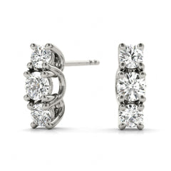 2.50 MM Round Cut 3 Stone Earrings