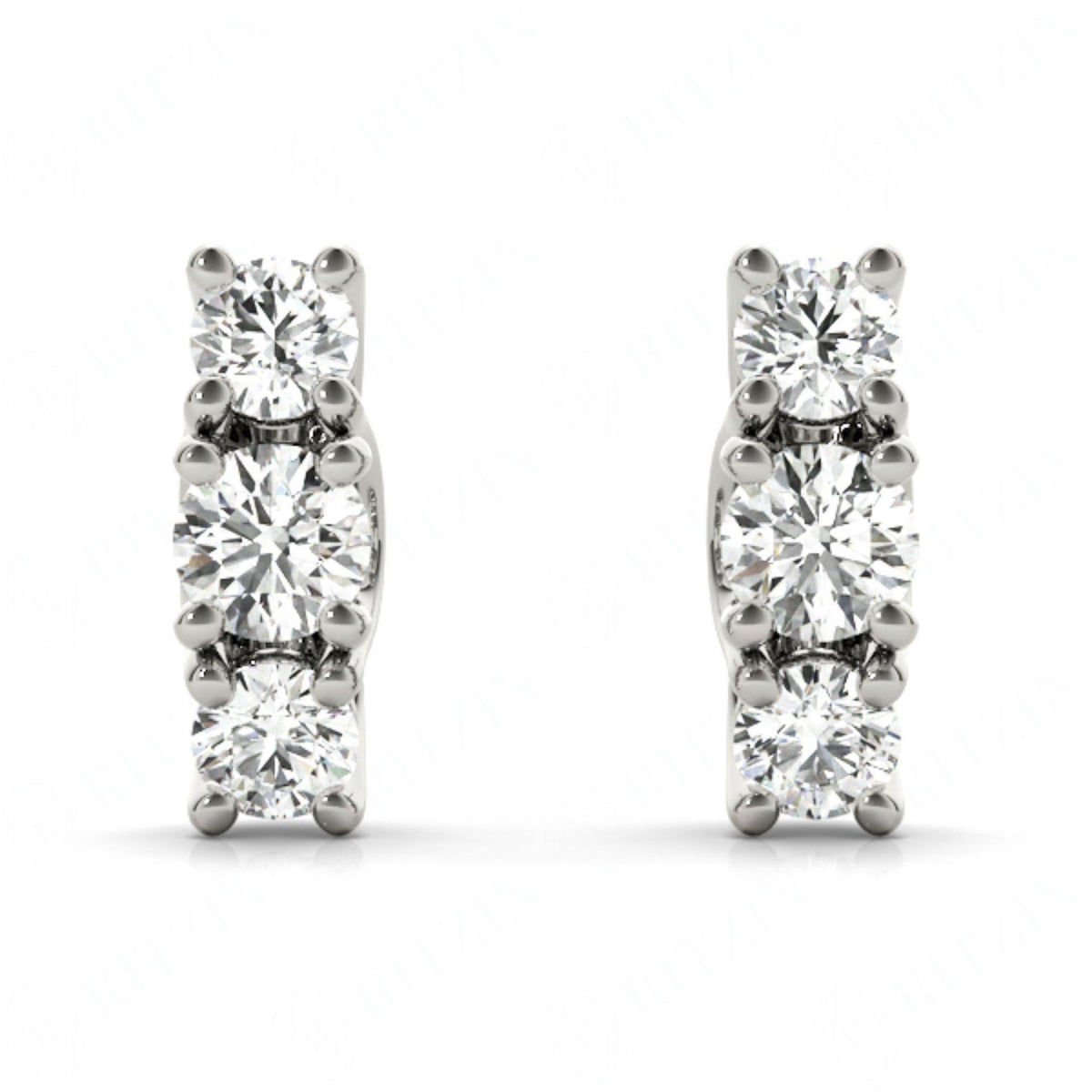 2.50 MM Round Cut 3 Stone Earrings