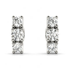 2.50 MM Round Cut 3 Stone Earrings