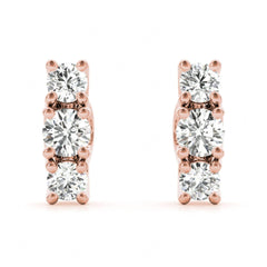 2.50 MM Round Cut 3 Stone Earrings