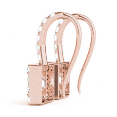 4.00 MM princess Cut Halo Style Dangle Earrings For Women