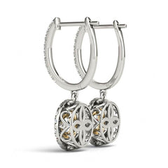 Round_Cut Double Halo Dangle Hoop Earrings For Women