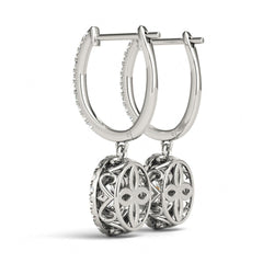 Round_Cut Double Halo Dangle Hoop Earrings For Women