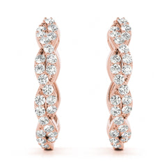 1.50 MM Round Cut Twisted  Style Clip On Earrings For Women