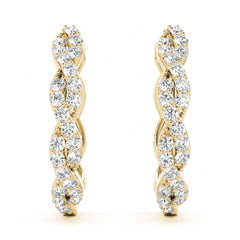 1.50 MM Round Cut Twisted  Style Clip On Earrings For Women