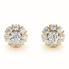 6.00MM Round Cut Floral Style Stud Earrings For Women