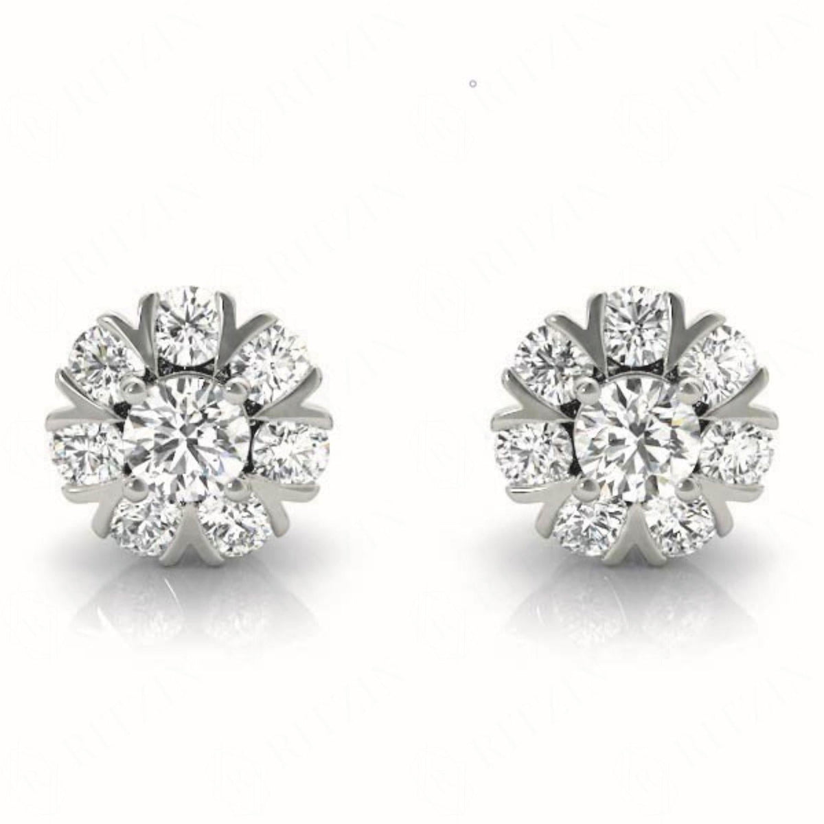 6.00MM Round Cut Floral Style Stud Earrings For Women