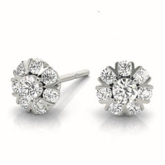 6.00MM Round Cut Floral Style Stud Earrings For Women