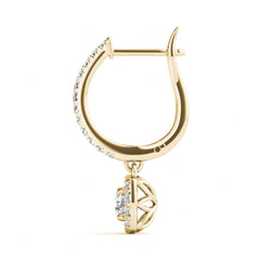 4.00MM Round Cut Halo Style Dangle Hoop Earrings For Her