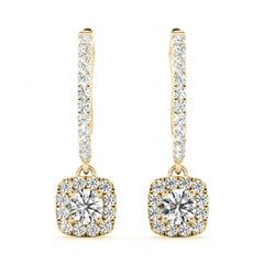 4.00MM Round Cut Halo Style Dangle Hoop Earrings For Her