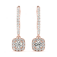 4.00MM Round Cut Halo Style Dangle Hoop Earrings For Her