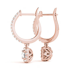 4.00MM Round Cut Halo Style Dangle Hoop Earrings For Her