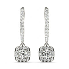 4.00MM Round Cut Halo Style Dangle Hoop Earrings For Her