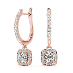 4.00MM Round Cut Halo Style Dangle Hoop Earrings For Her