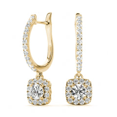 4.00MM Round Cut Halo Style Dangle Hoop Earrings For Her
