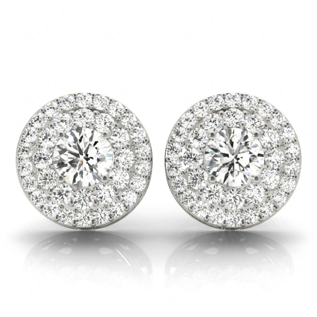 5.00MM Round Cut Double Halo Stud Earrings For Her/Women