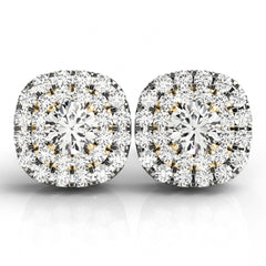4.0mm Round Cut Double Halo Style With Stud Earring For Women