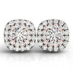 4.0mm Round Cut Double Halo Style With Stud Earring For Women