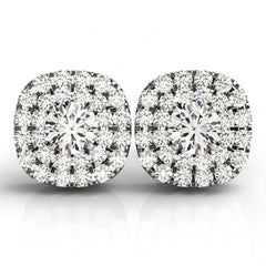 4.0mm Round Cut Double Halo Style With Stud Earring For Women