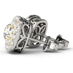 4.0mm Round Cut Double Halo Style With Stud Earring For Women