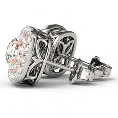 4.0mm Round Cut Double Halo Style With Stud Earring For Women