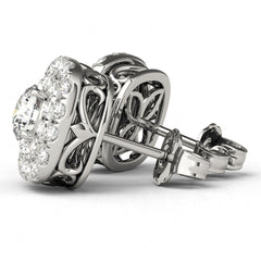 4.0mm Round Cut Double Halo Style With Stud Earring For Women