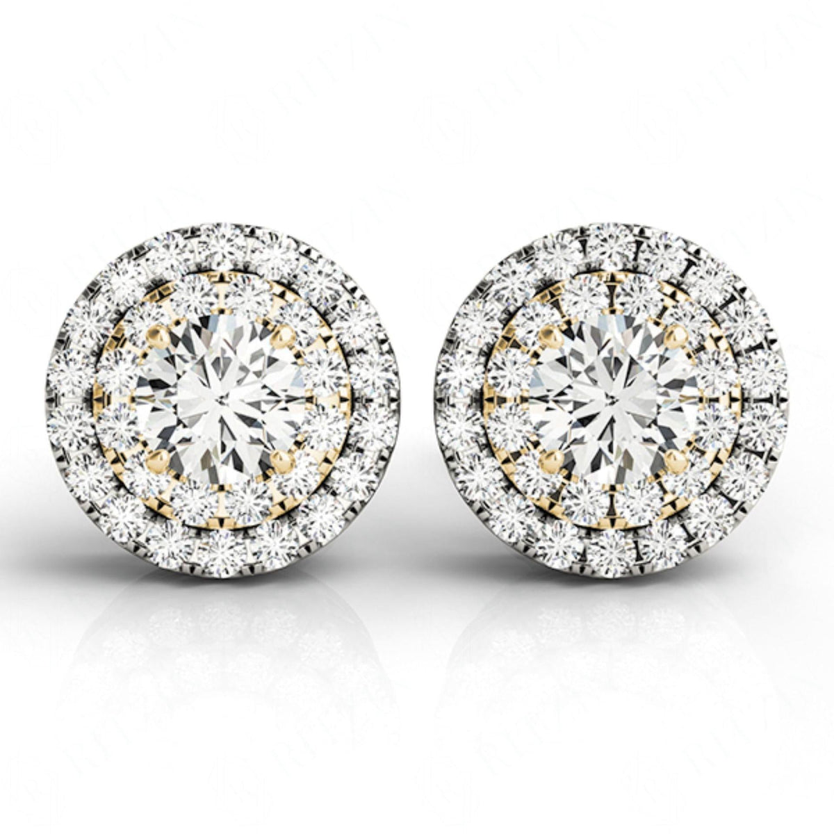 5.50mm Round Cut Double Halo Stud Earrings For Her