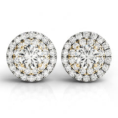 5.50mm Round Cut Double Halo Stud Earrings For Her