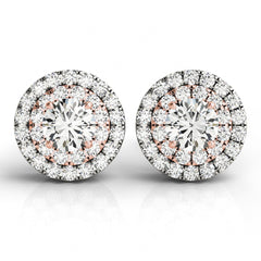 5.50mm Round Cut Double Halo Stud Earrings For Her