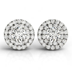 5.50mm Round Cut Double Halo Stud Earrings For Her