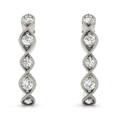 3.50mm Round Cut Half Hoop Style Earrings For Women
