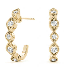 3.50mm Round Cut Half Hoop Style Earrings For Women