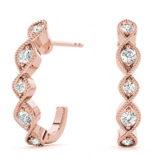 3.50mm Round Cut Half Hoop Style Earrings For Women